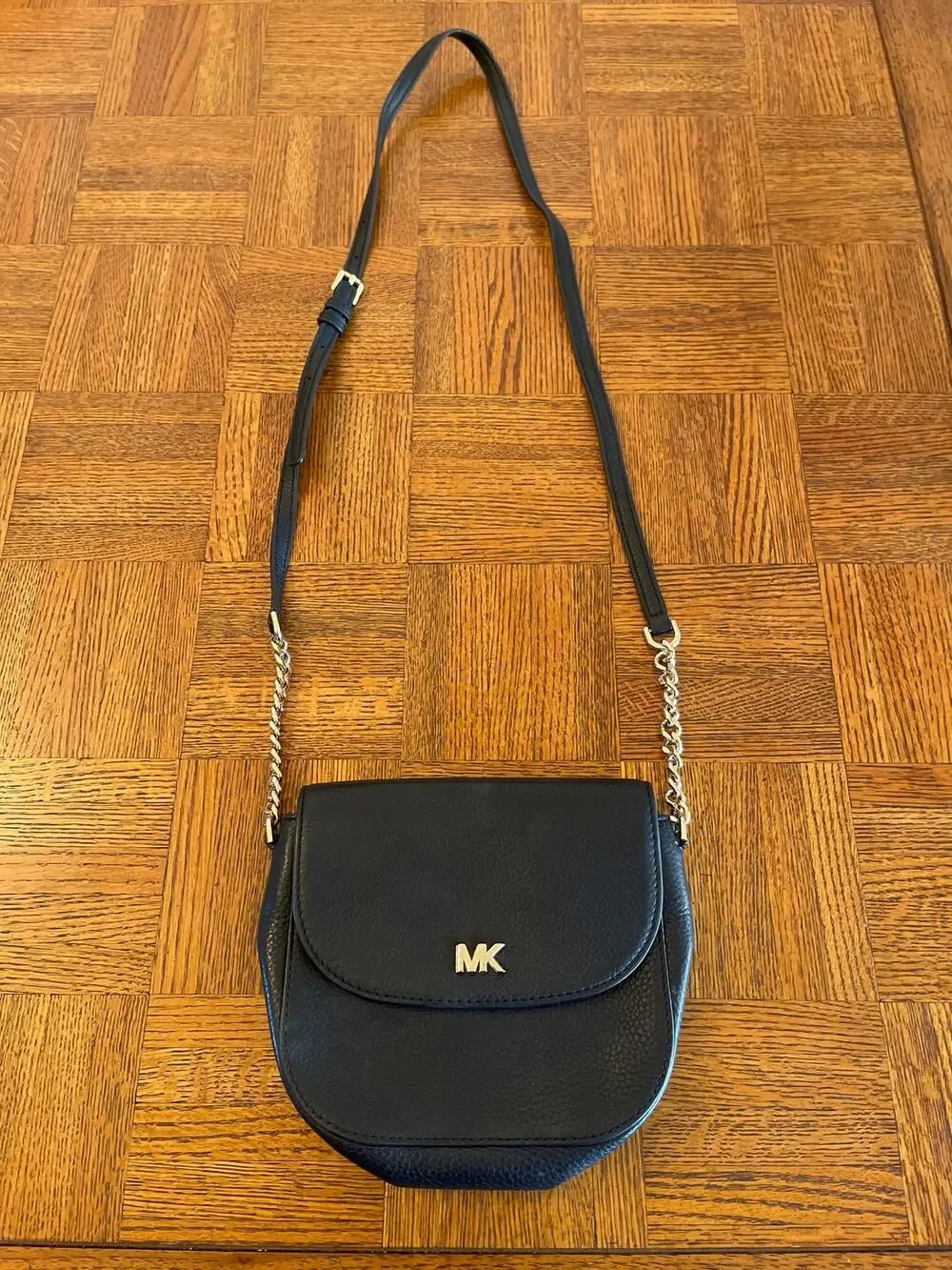 Michael Michael Kors Black Pebbled Leather Half Dome Crossbody Bag black